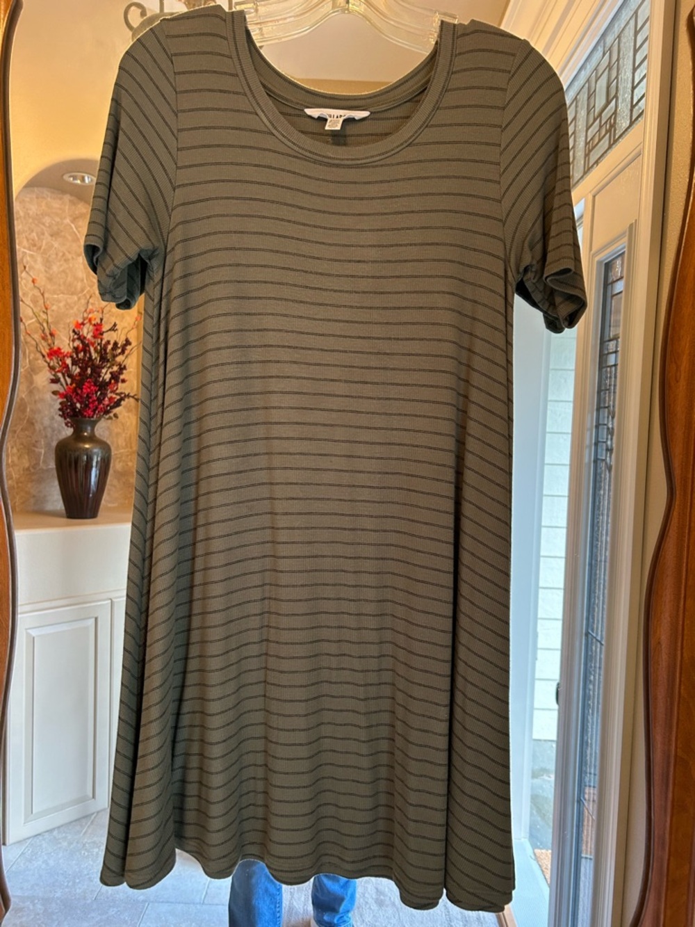 Billabong Casual Olive Green Mini Dress withTrapeze Flare